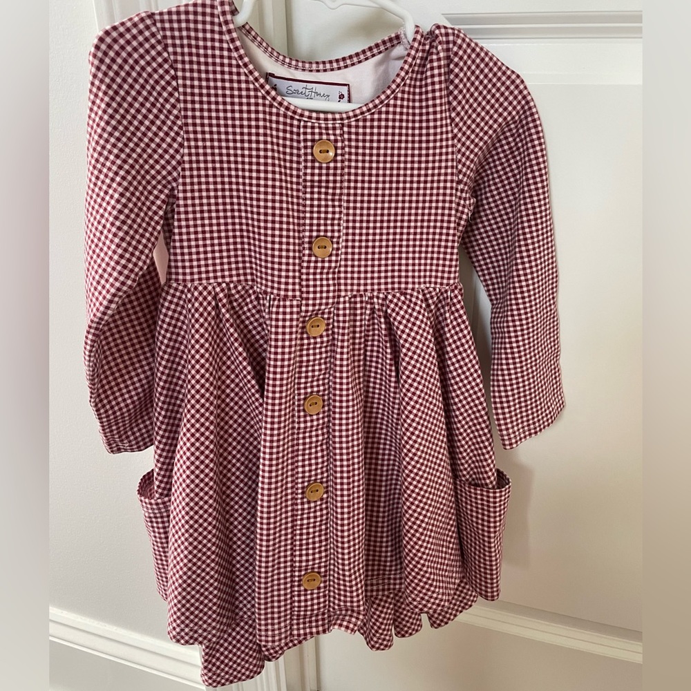 Sweet Honey Red Checkered Dress